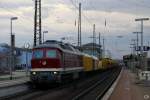 DGT 232 550-4 mit einem Bauzug Richtung Gro�korbetha, in Naumburg Hbf; 26.03.2010 (Foto Christopher P�tz)